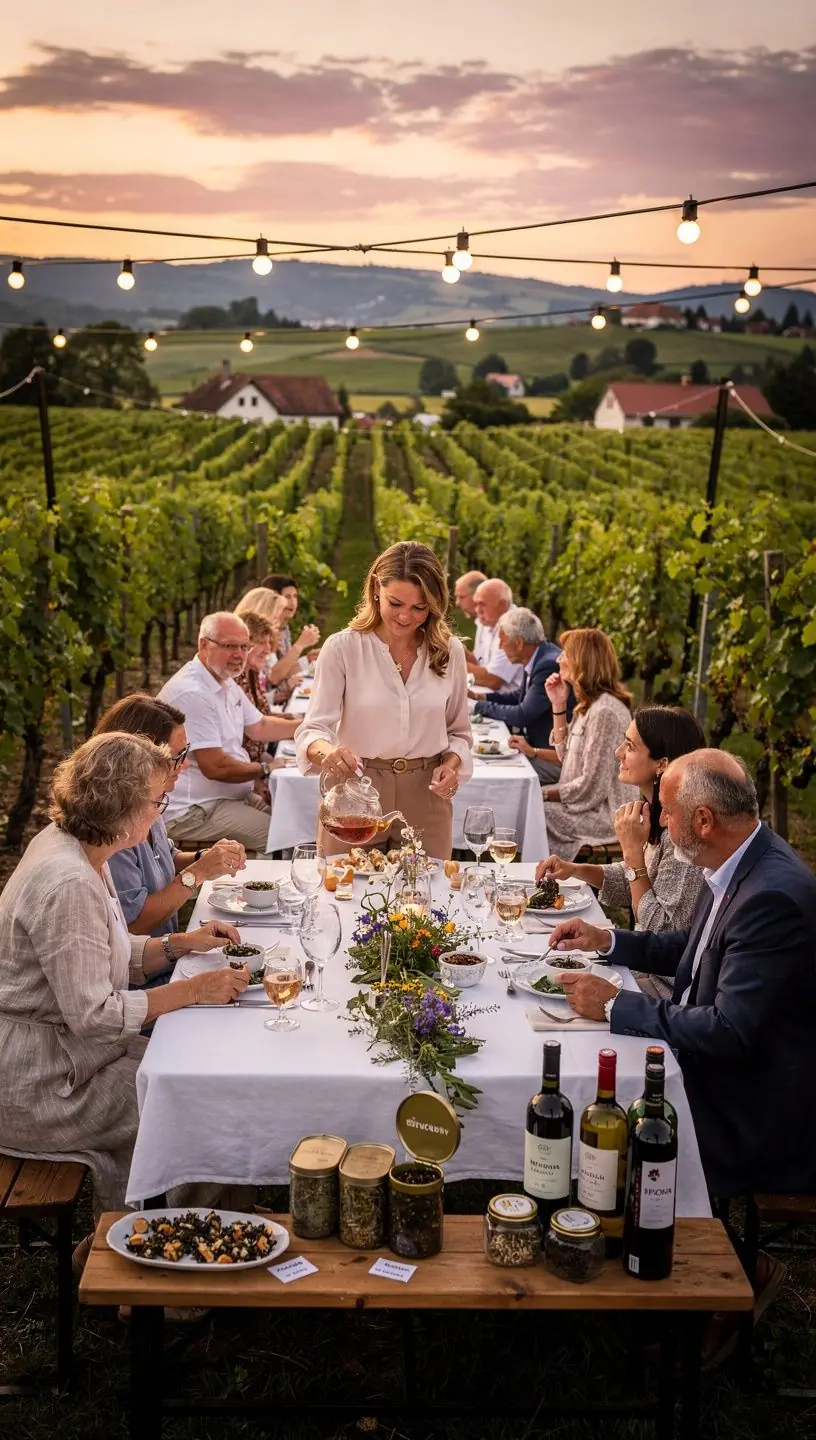 Ručne zbierané sušené kvety a bylinky na drevenom stole